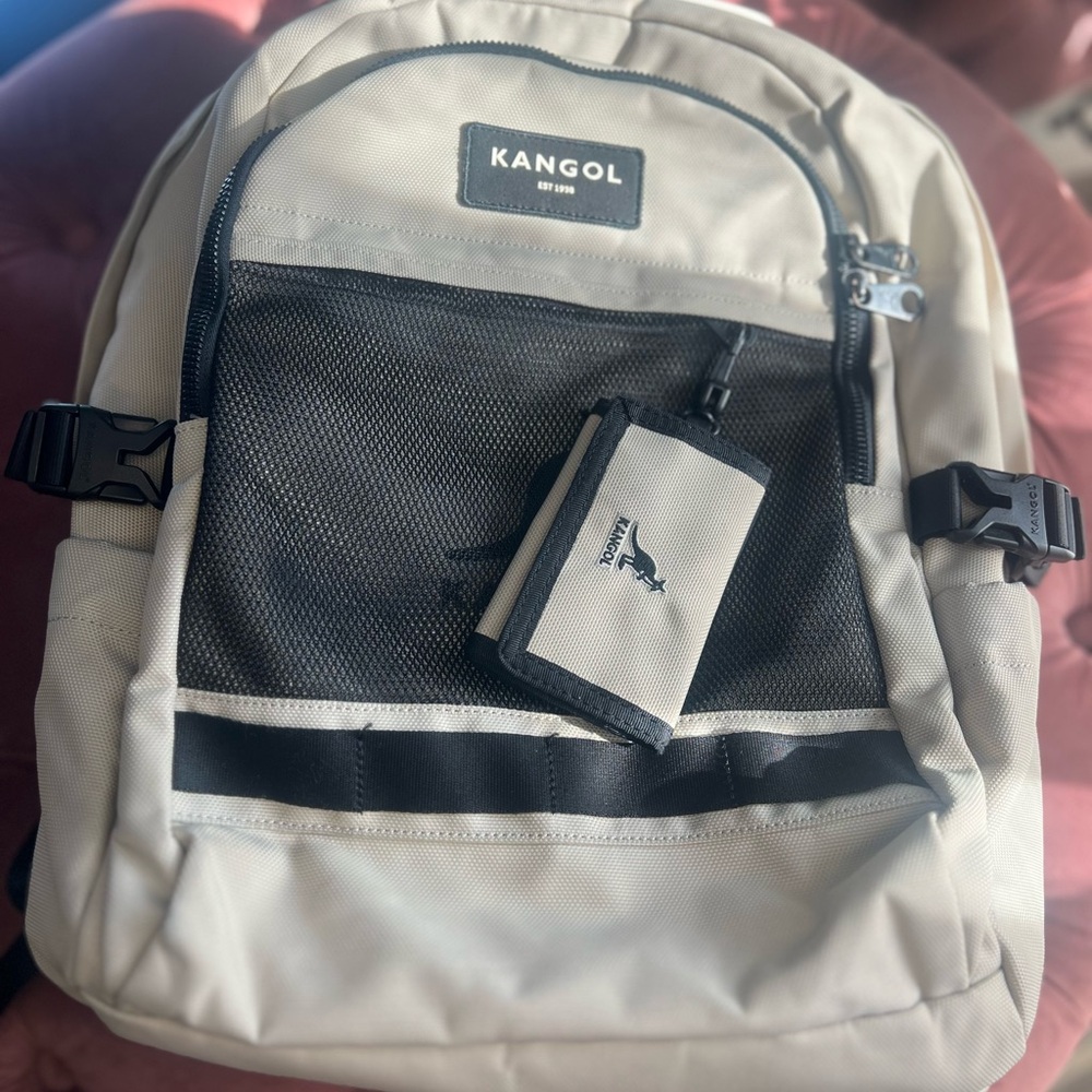 Kangol Cream and Black Men's Backpack